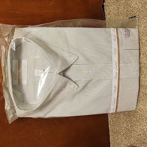 Roundtree & Yorke, Gold Label white/brown stripe long-sleeved dress shirt. NWT